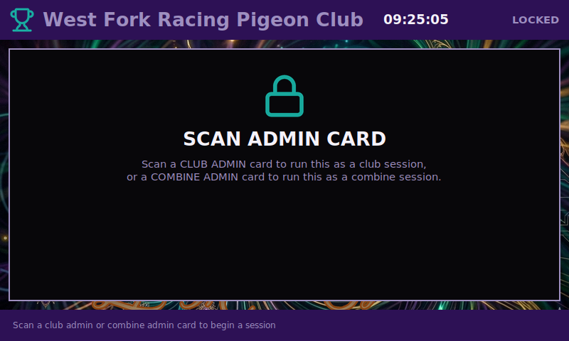 A club unit's lock screen, waiting for an admin badge